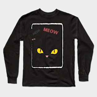 black cat with yellow eyes Long Sleeve T-Shirt